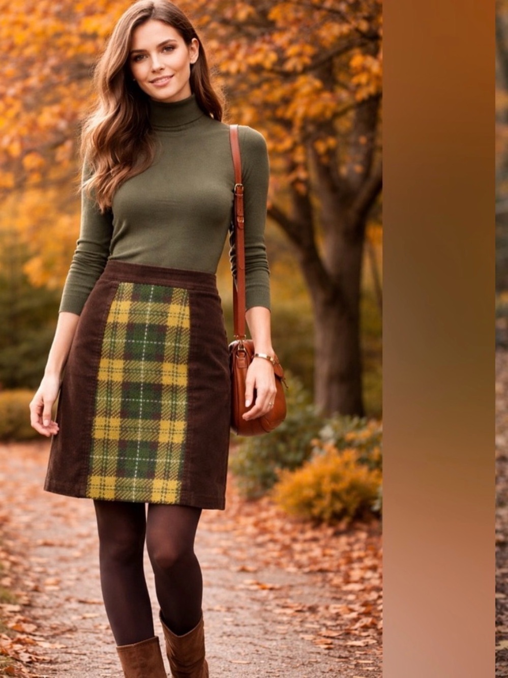 Maeve Anthropologie Classic Plaid Panel Brown Skirt